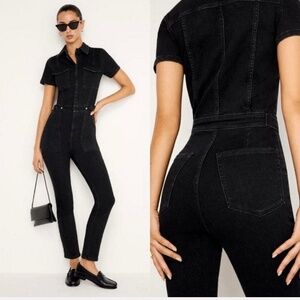 Good American Fit for Success Women's Denim Jumpsuit Size M Black Wash